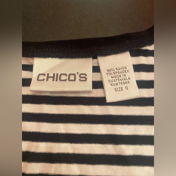 Chico’s Woman’s Black and White Stripe Tank Top Size 0/Small - Picture 4 of 5